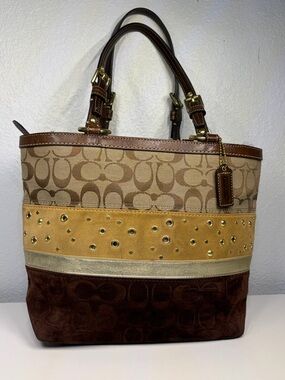Coach Pierced Stripe Signature Tote Bag. #F13075
